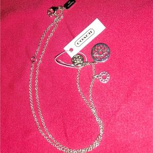 Coach Sterling Silver Layered Triple Medallion Necklace~BNWT